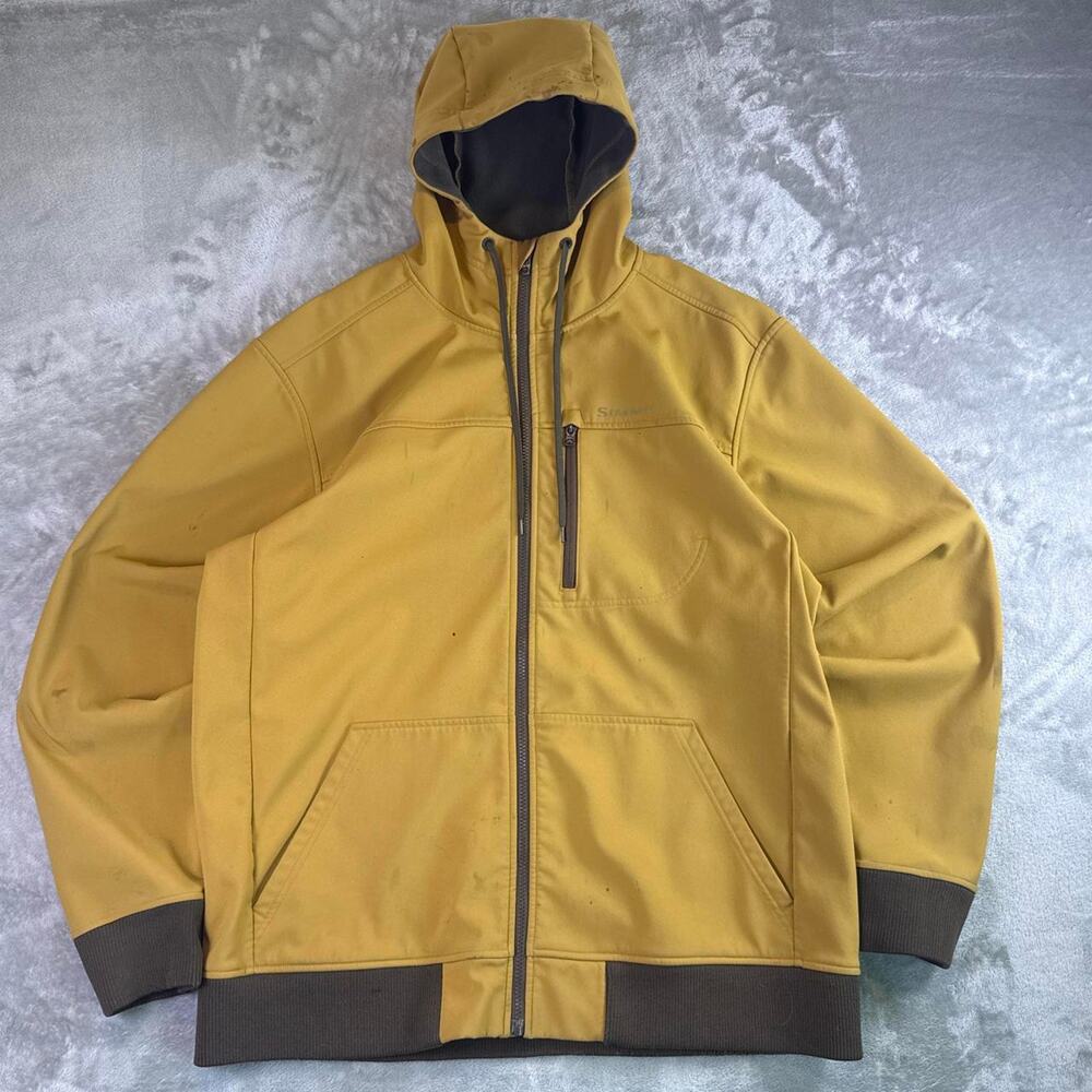 Simms Guide Hoodie Jacket Mens XLT Yellow Softshell Fishing Outdoor Gorpcore